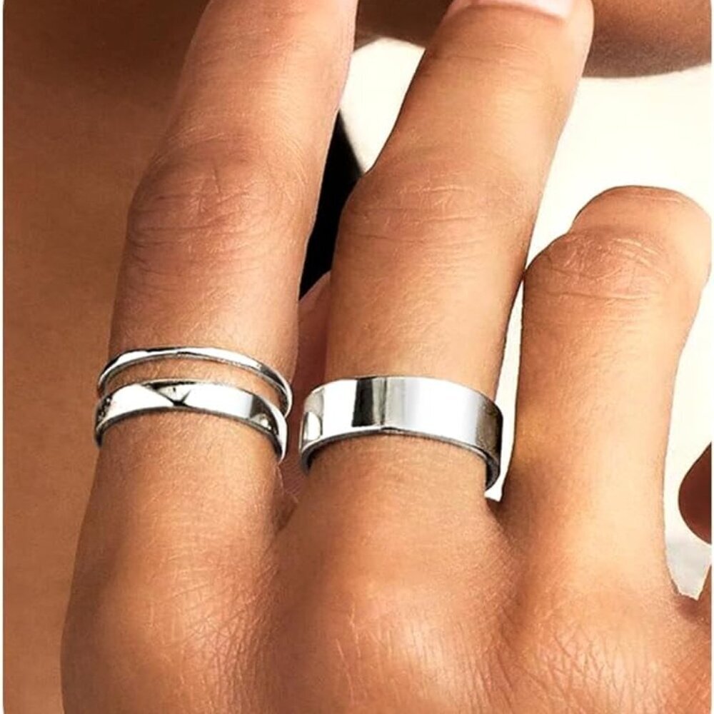 Silver Rings for Women Non Tarnish, Gold Wedding Bands for Men, Stainless Steel